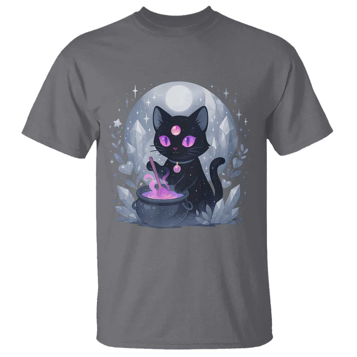 Witchy Black Cat T Shirt Brewing Magic Funny Pastel Goth Art TS12 Charcoal Print Your Wear