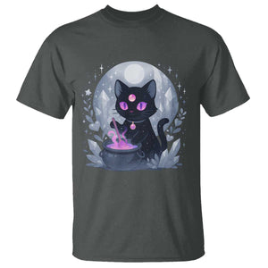 Witchy Black Cat T Shirt Brewing Magic Funny Pastel Goth Art TS12 Dark Heather Print Your Wear