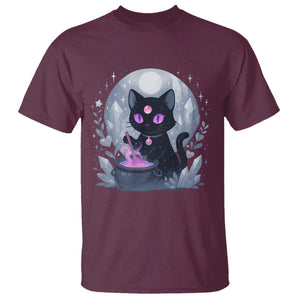 Witchy Black Cat T Shirt Brewing Magic Funny Pastel Goth Art TS12 Maroon Print Your Wear