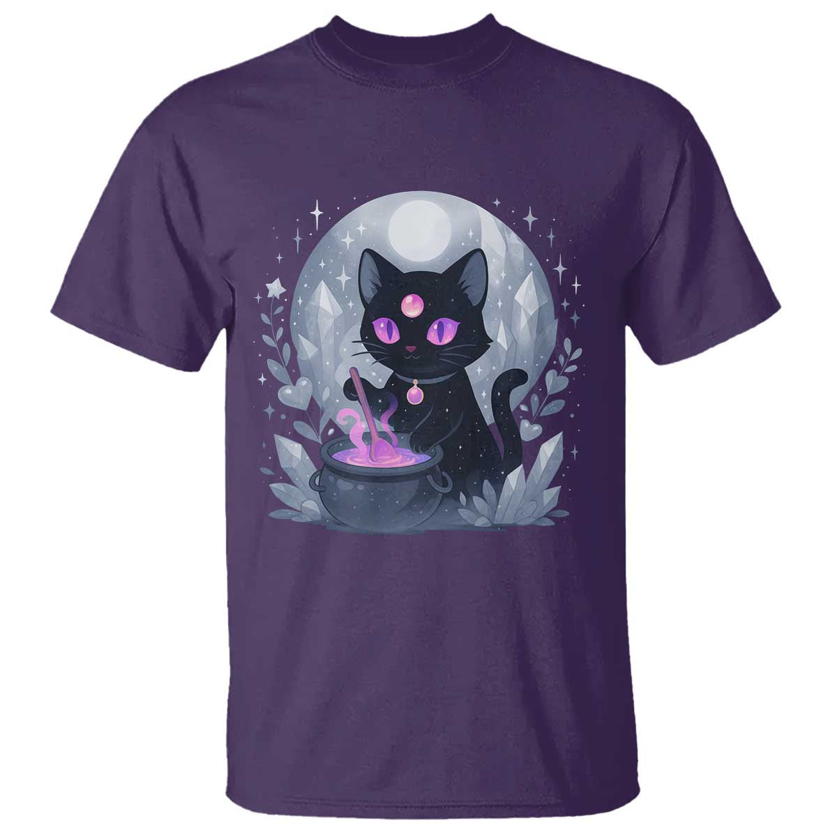 Witchy Black Cat T Shirt Brewing Magic Funny Pastel Goth Art TS12 Purple Print Your Wear