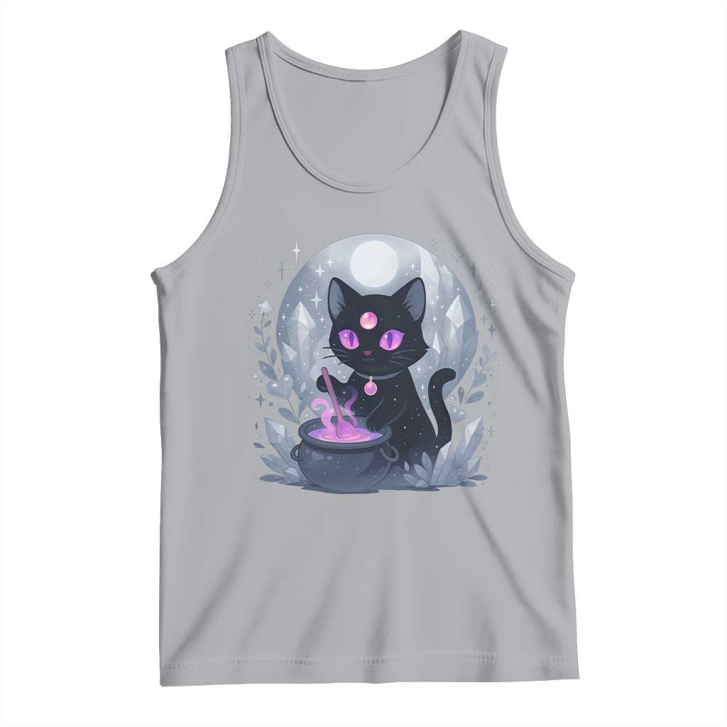 Witchy Black Cat Tank Top Brewing Magic Funny Pastel Goth Art TS12 Athletic Heather Print Your Wear