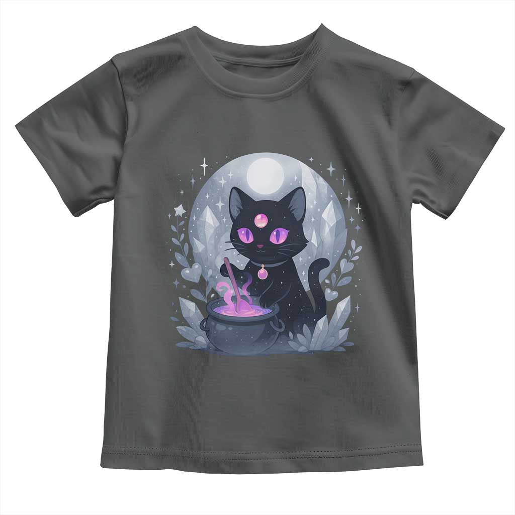 Witchy Black Cat Toddler T Shirt Brewing Magic Funny Pastel Goth Art TS12 Dark Heather Print Your Wear