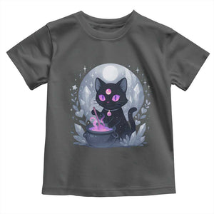 Witchy Black Cat Toddler T Shirt Brewing Magic Funny Pastel Goth Art TS12 Dark Heather Print Your Wear