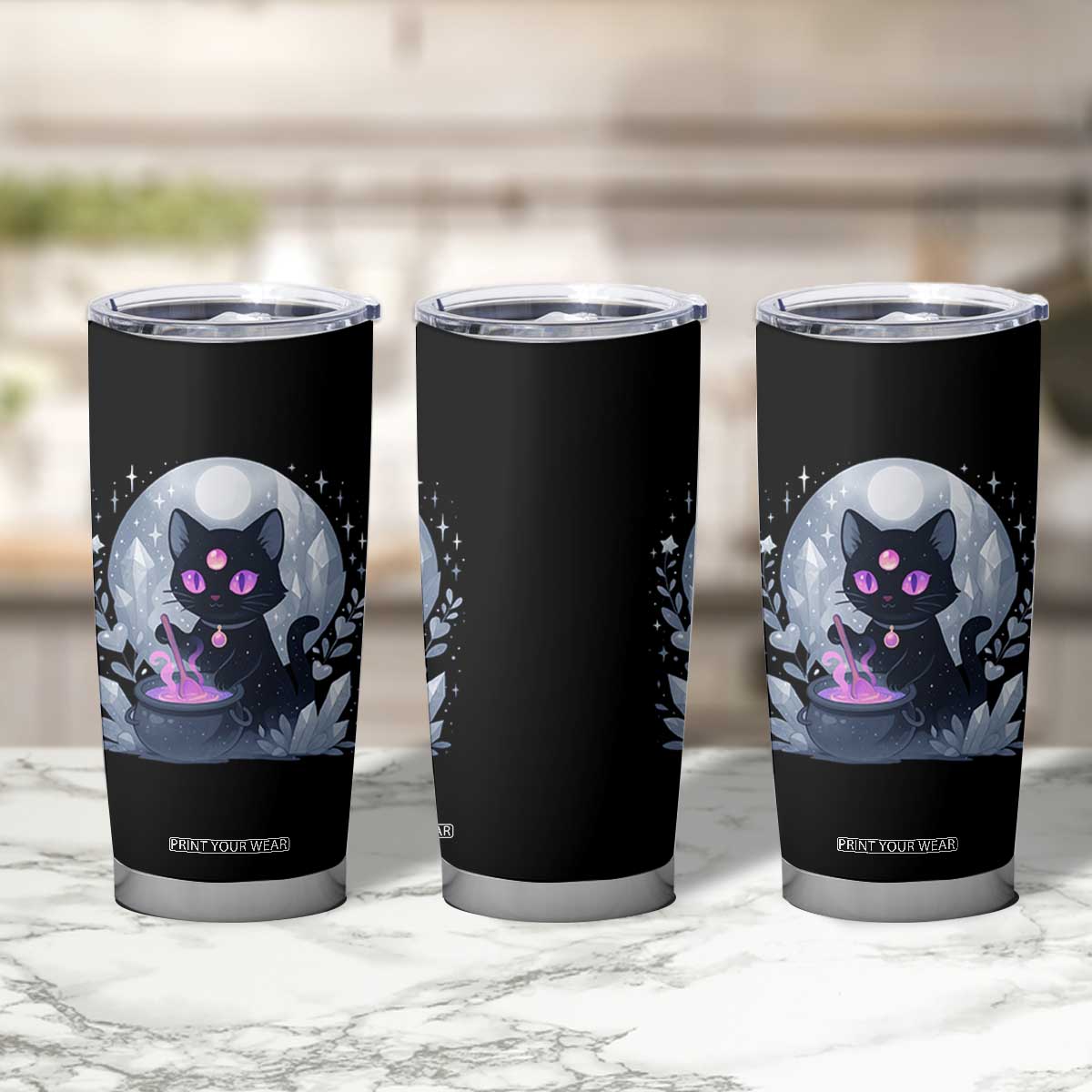 Witchy Black Cat Tumbler Cup Brewing Magic Funny Pastel Goth Art TS12 Print Your Wear