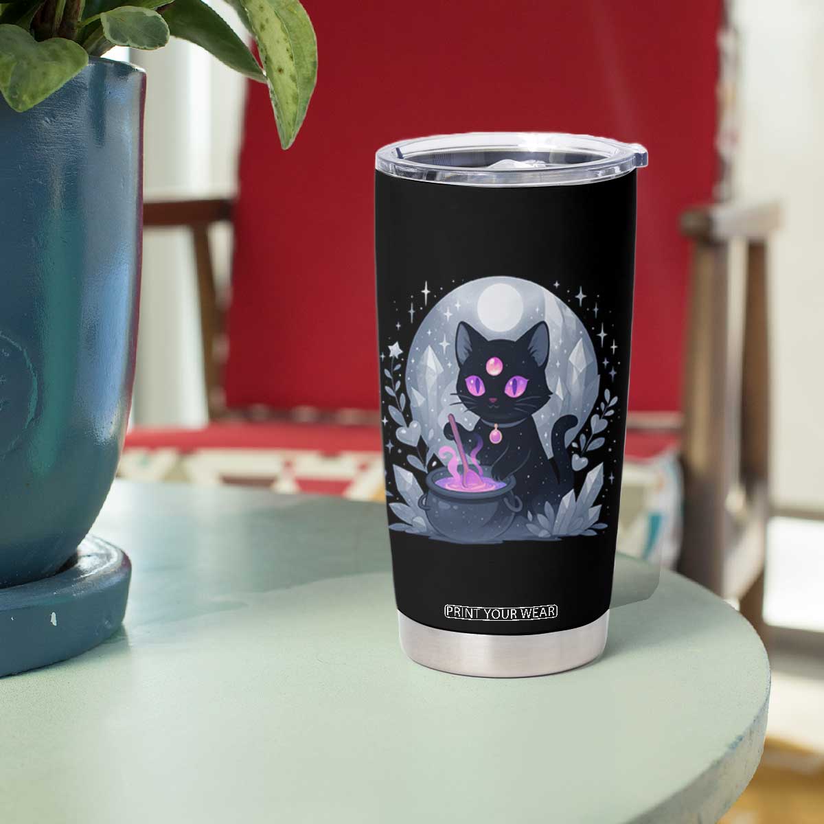 Witchy Black Cat Tumbler Cup Brewing Magic Funny Pastel Goth Art TS12 Print Your Wear