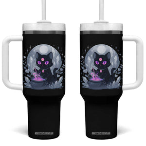 Witchy Black Cat Tumbler With Handle Brewing Magic Funny Pastel Goth Art TS12 One Size: 40 oz Black Print Your Wear