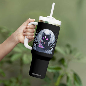 Witchy Black Cat Tumbler With Handle Brewing Magic Funny Pastel Goth Art TS12 Print Your Wear