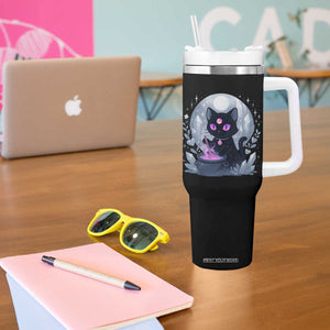 Witchy Black Cat Tumbler With Handle Brewing Magic Funny Pastel Goth Art TS12 Print Your Wear