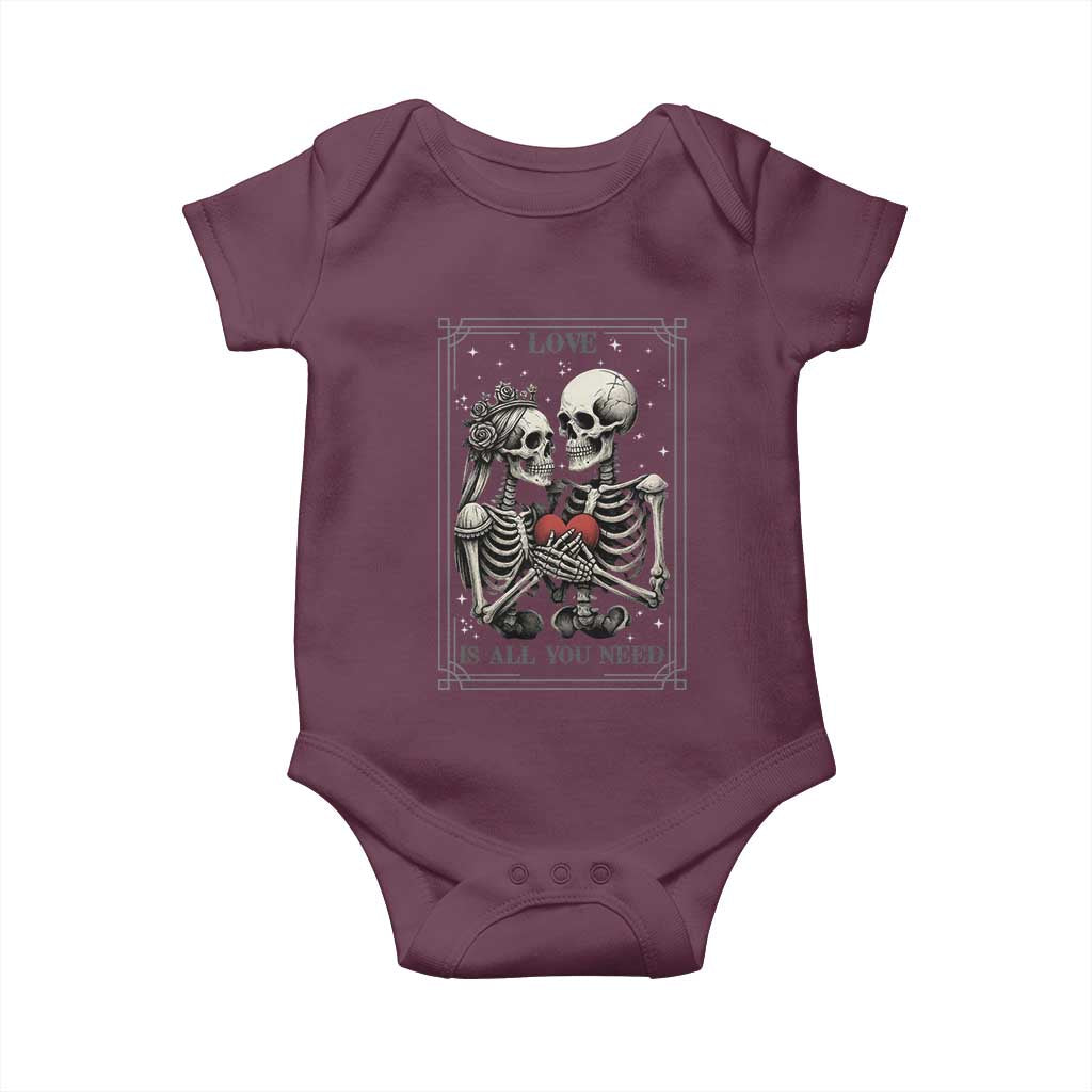 Love Is All You Need Baby Onesie Skeleton Lovers Funny Halloween Tarot TS12 Maroon Print Your Wear