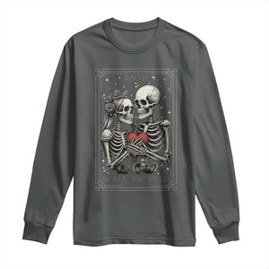 Love Is All You Need Long Sleeve Shirt Skeleton Lovers Funny Halloween Tarot TS12 Dark Heather Print Your Wear