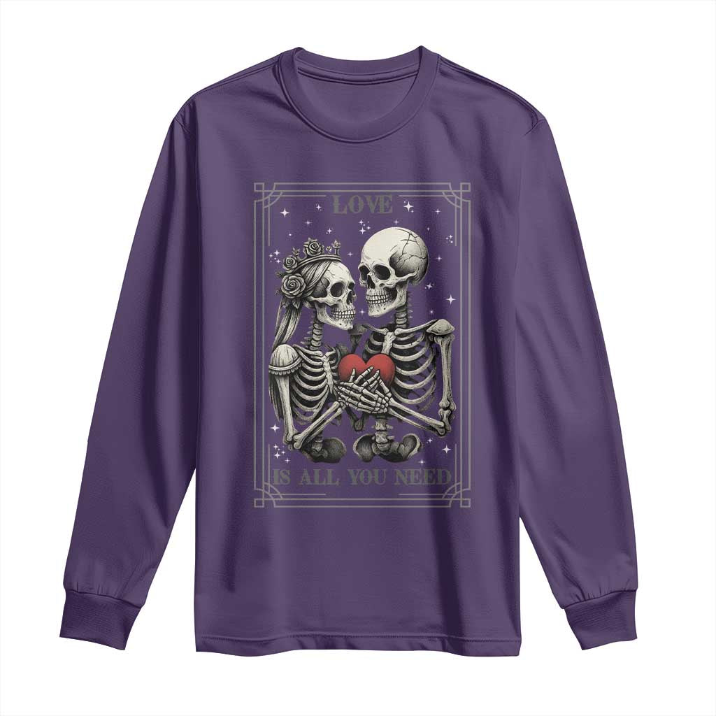 Love Is All You Need Long Sleeve Shirt Skeleton Lovers Funny Halloween Tarot TS12 Purple Print Your Wear