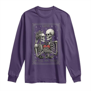 Love Is All You Need Long Sleeve Shirt Skeleton Lovers Funny Halloween Tarot TS12 Purple Print Your Wear