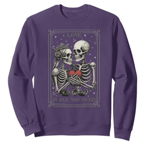 Love Is All You Need Sweatshirt Skeleton Lovers Funny Halloween Tarot TS12 Purple Print Your Wear