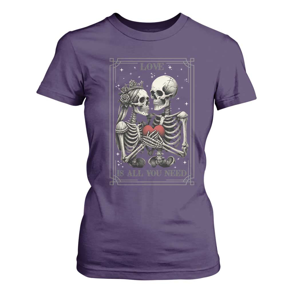 Love Is All You Need T Shirt For Women Skeleton Lovers Funny Halloween Tarot TS12 Purple Print Your Wear