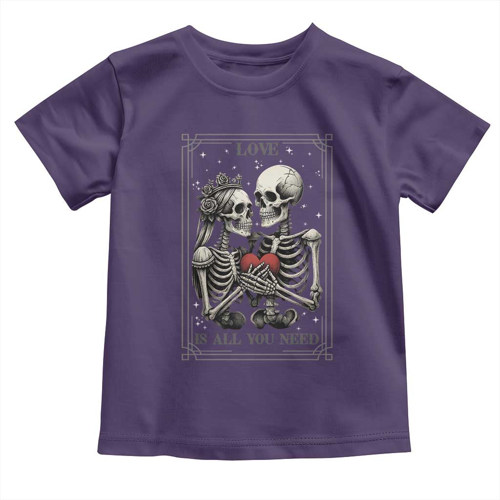 Love Is All You Need Toddler T Shirt Skeleton Lovers Funny Halloween Tarot TS12 Purple Print Your Wear