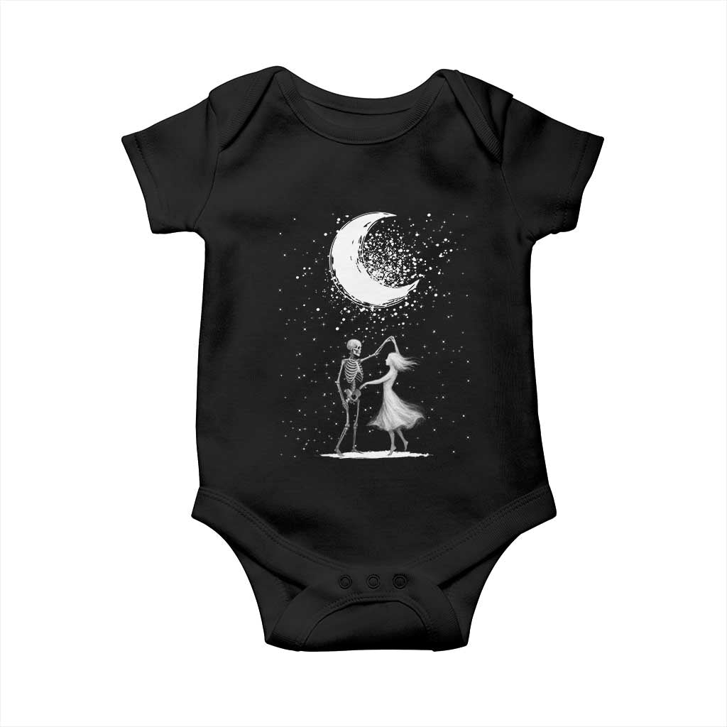 Skeleton Lover Dancing Under The Moon Dark Romantic Art Baby Onesie TS12 Black Print Your Wear