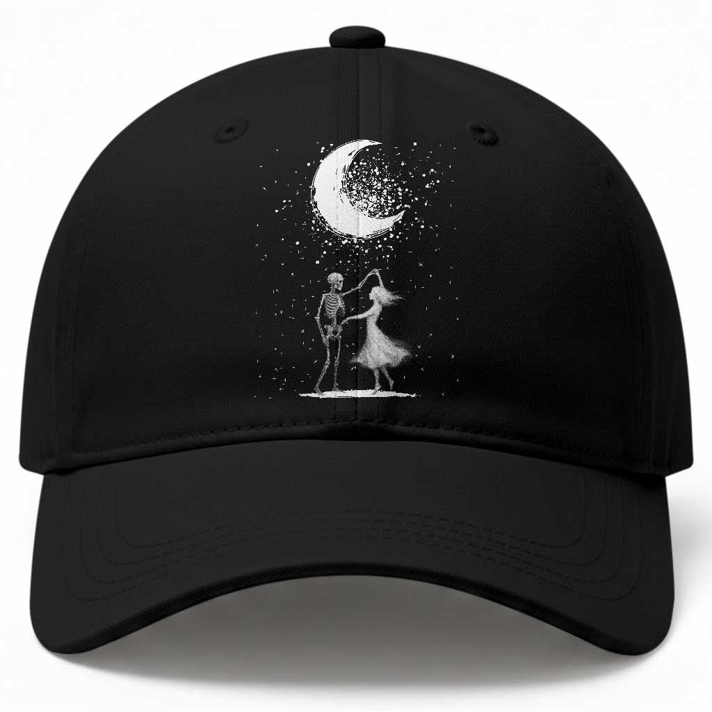 Skeleton Lover Dancing Under The Moon Dark Romantic Art Baseball Cap TS12 Print Your Wear