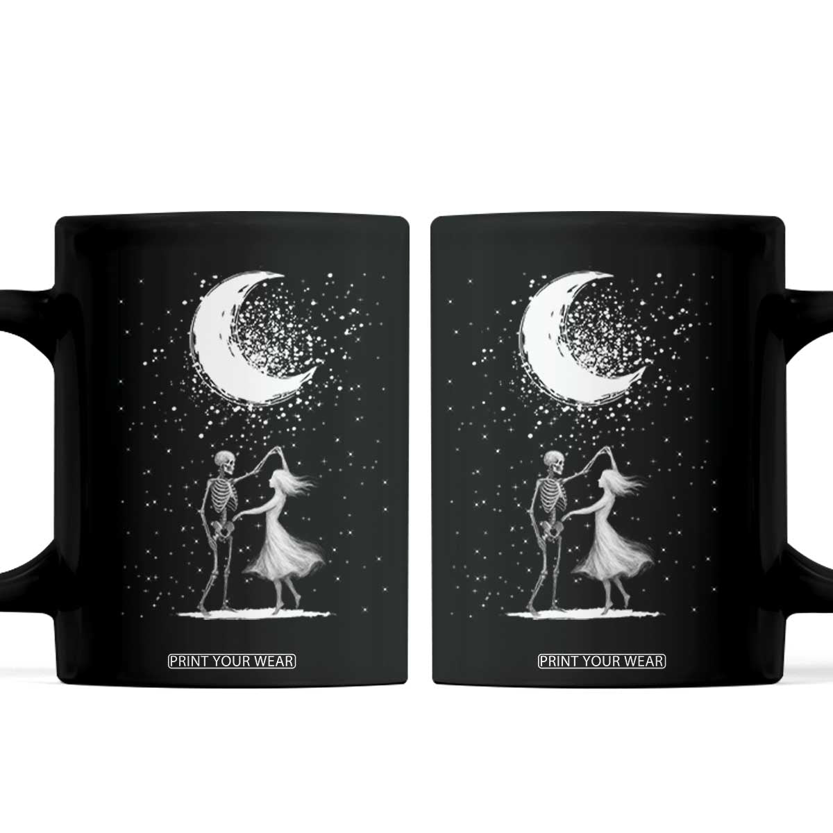 Skeleton Lover Dancing Under The Moon Dark Romantic Art Coffee Mug TS12 Black Print Your Wear