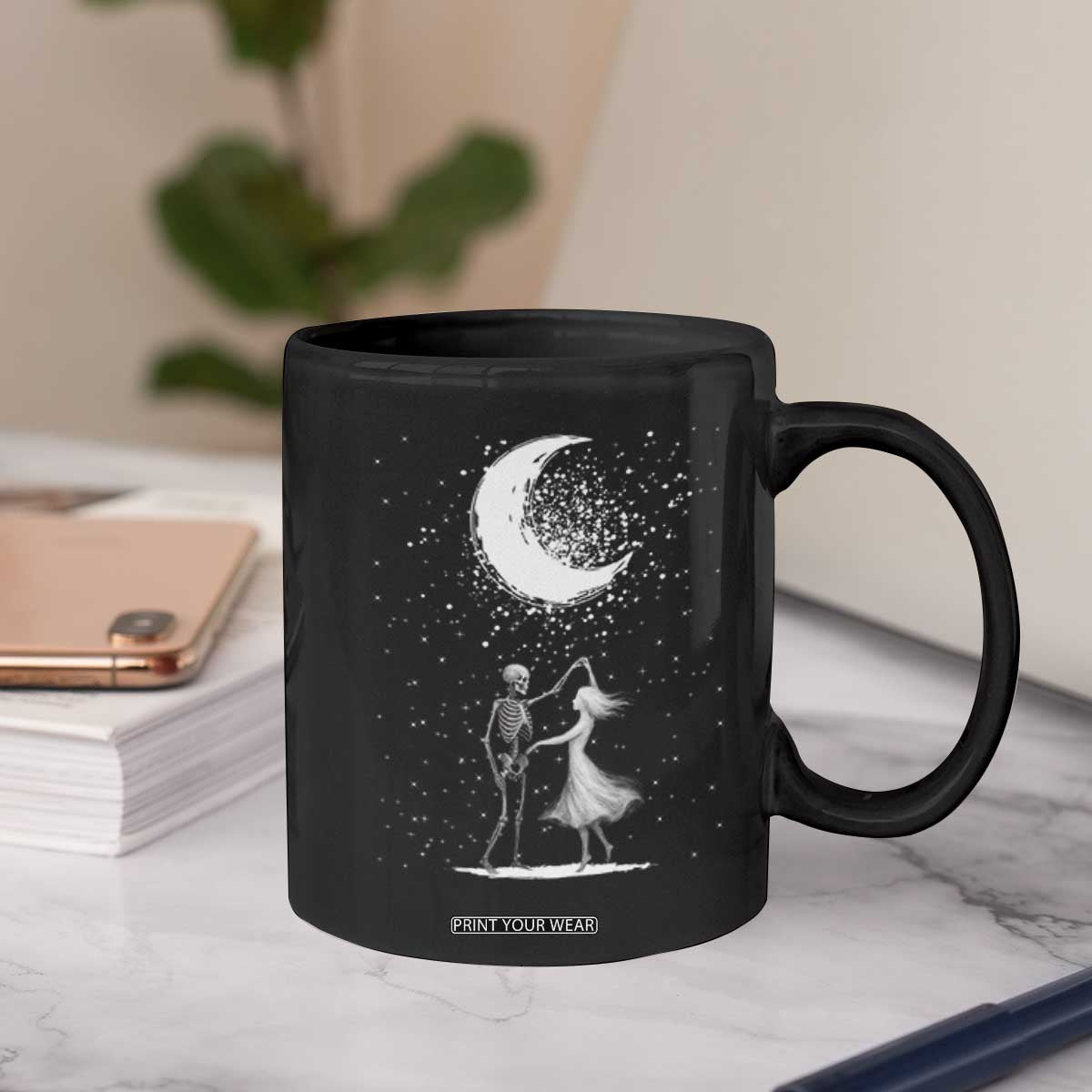 Skeleton Lover Dancing Under The Moon Dark Romantic Art Coffee Mug TS12 Print Your Wear