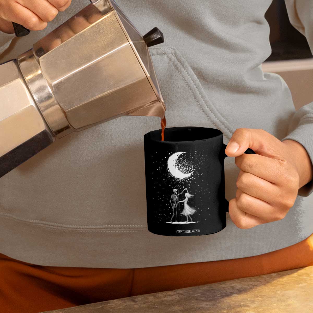 Skeleton Lover Dancing Under The Moon Dark Romantic Art Coffee Mug TS12 Print Your Wear