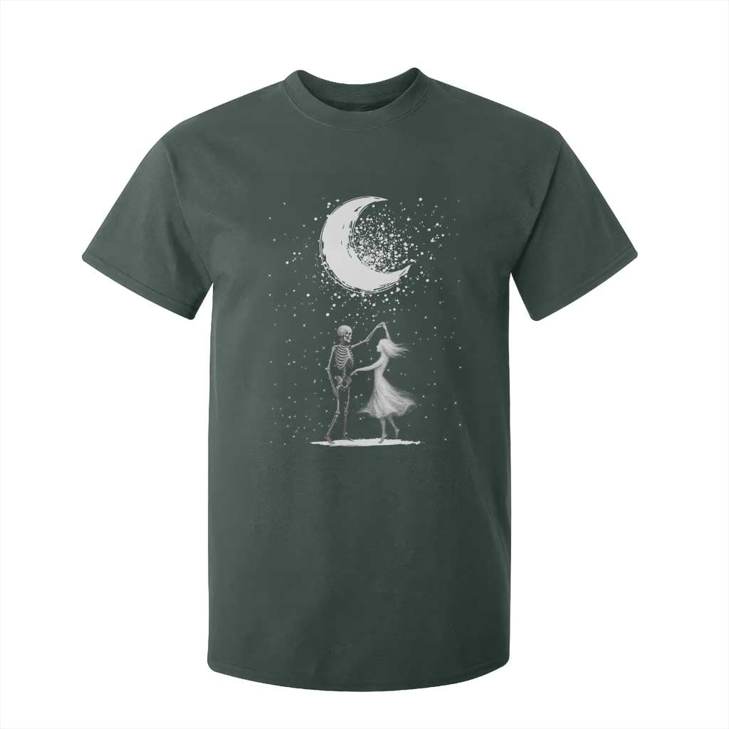 Skeleton Lover Dancing Under The Moon Dark Romantic Art T Shirt For Kid TS12 Dark Forest Green Print Your Wear
