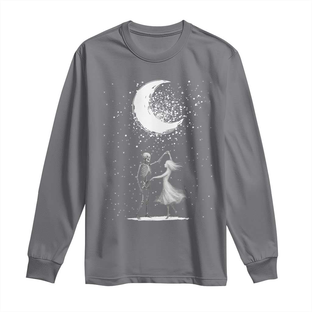 Skeleton Lover Dancing Under The Moon Dark Romantic Art Long Sleeve Shirt TS12 Charcoal Print Your Wear