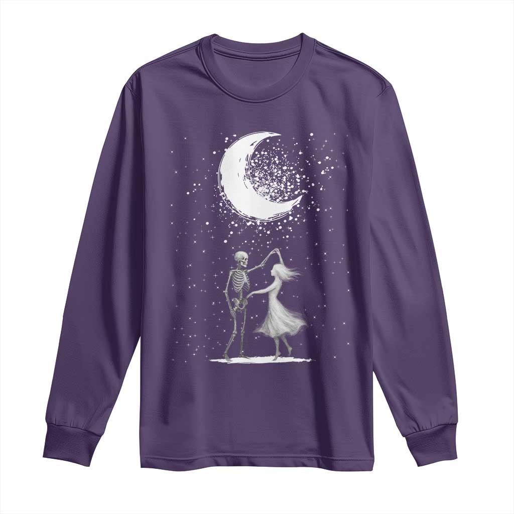 Skeleton Lover Dancing Under The Moon Dark Romantic Art Long Sleeve Shirt TS12 Purple Print Your Wear