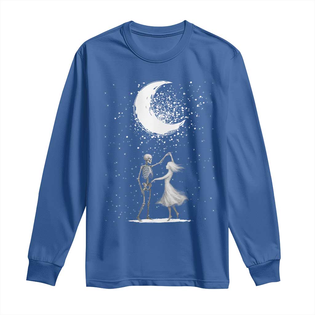 Skeleton Lover Dancing Under The Moon Dark Romantic Art Long Sleeve Shirt TS12 Royal Blue Print Your Wear
