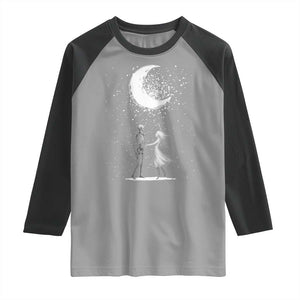 Skeleton Lover Dancing Under The Moon Dark Romantic Art Raglan Shirt TS12 Sport Gray Black Print Your Wear