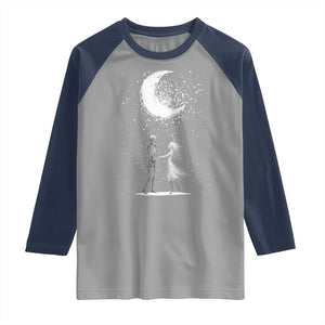Skeleton Lover Dancing Under The Moon Dark Romantic Art Raglan Shirt TS12 Sport Gray Navy Print Your Wear