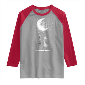 Skeleton Lover Dancing Under The Moon Dark Romantic Art Raglan Shirt TS12 Sport Gray Red Print Your Wear