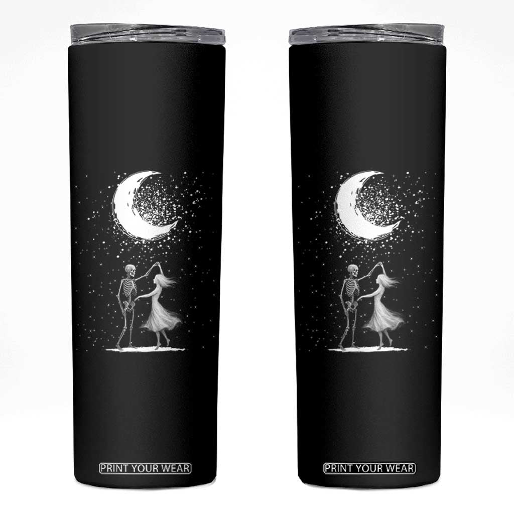 Skeleton Lover Dancing Under The Moon Dark Romantic Art Skinny Tumbler TS12 Black Print Your Wear
