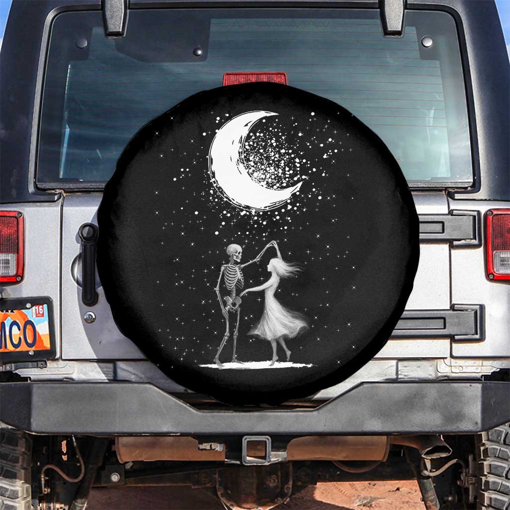 Skeleton Lover Dancing Under The Moon Dark Romantic Art Spare Tire Cover TS12 No hole Black Print Your Wear
