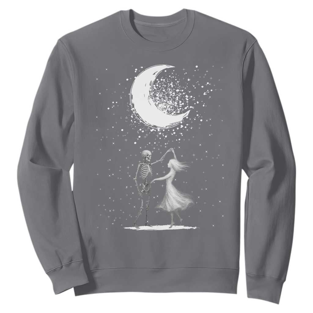 Skeleton Lover Dancing Under The Moon Dark Romantic Art Sweatshirt TS12 Charcoal Print Your Wear