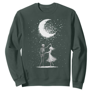 Skeleton Lover Dancing Under The Moon Dark Romantic Art Sweatshirt TS12 Dark Forest Green Print Your Wear