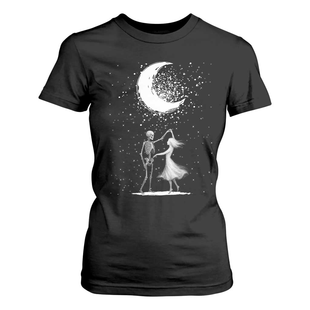 Skeleton Lover Dancing Under The Moon Dark Romantic Art T Shirt For Women TS12 Black Print Your Wear