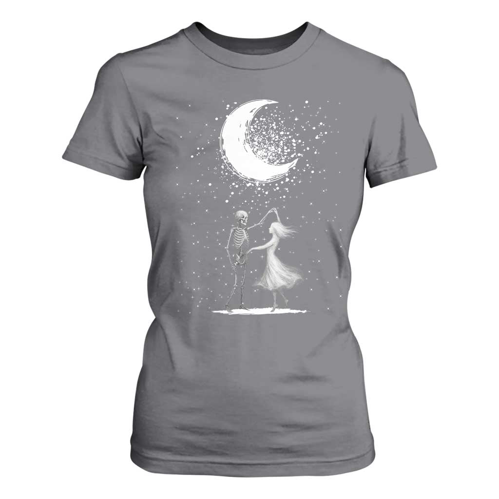 Skeleton Lover Dancing Under The Moon Dark Romantic Art T Shirt For Women TS12 Charcoal Print Your Wear