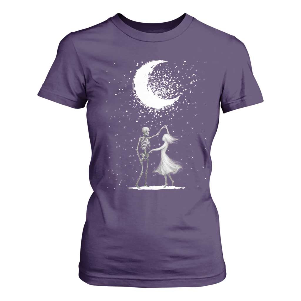 Skeleton Lover Dancing Under The Moon Dark Romantic Art T Shirt For Women TS12 Purple Print Your Wear