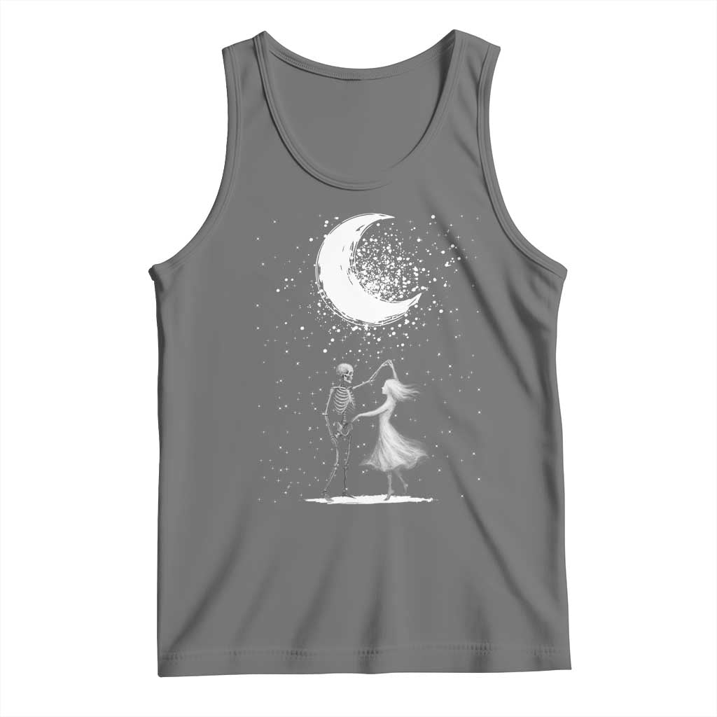 Skeleton Lover Dancing Under The Moon Dark Romantic Art Tank Top TS12 Black Heather Print Your Wear