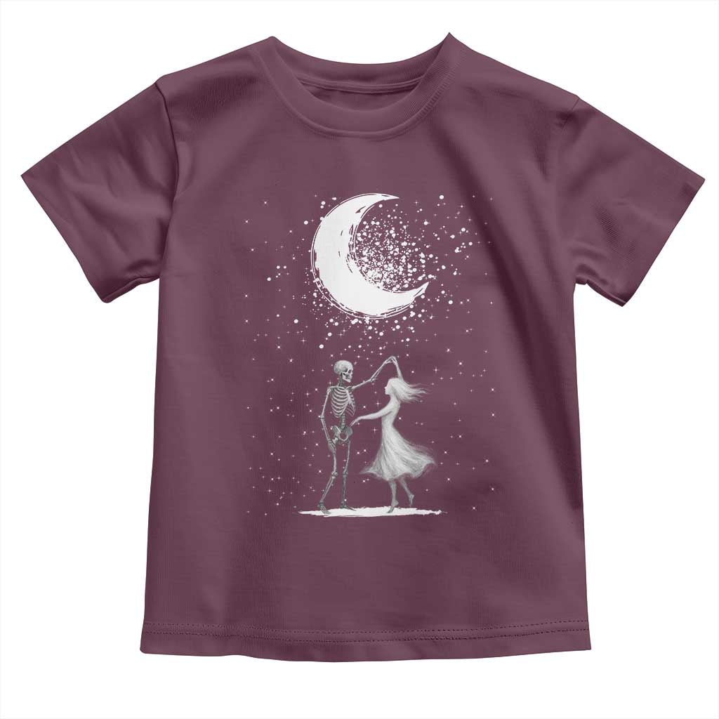 Skeleton Lover Dancing Under The Moon Dark Romantic Art Toddler T Shirt TS12 Maroon Print Your Wear