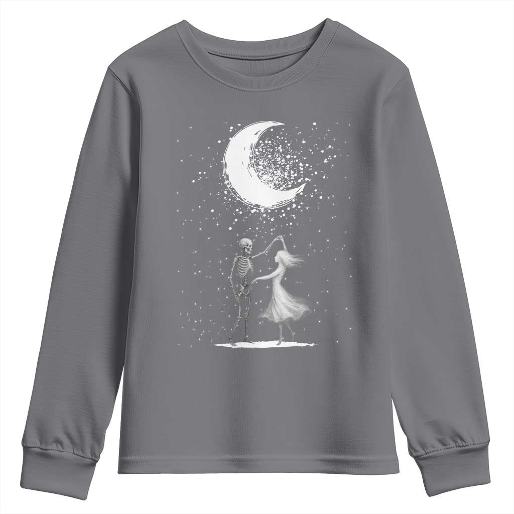 Skeleton Lover Dancing Under The Moon Dark Romantic Art Youth Sweatshirt TS12 Charcoal Print Your Wear
