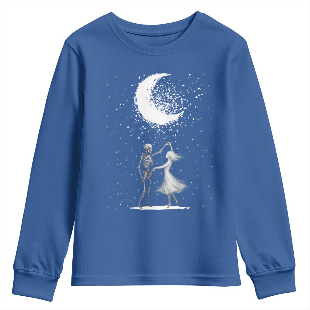 Skeleton Lover Dancing Under The Moon Dark Romantic Art Youth Sweatshirt TS12 Royal Blue Print Your Wear
