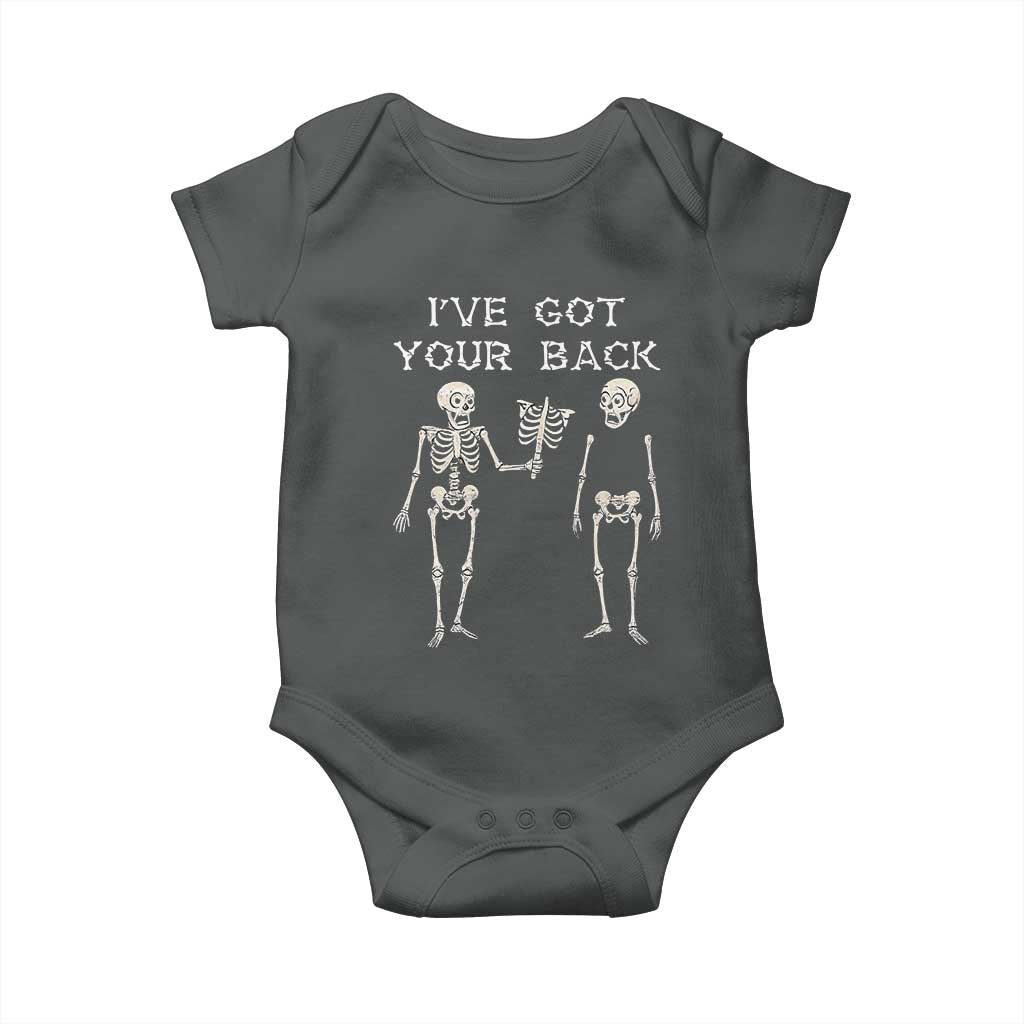 Funny Skeleton Baby Onesie I Have Got Your Back Bone Pun TS12 Dark Heather Print Your Wear