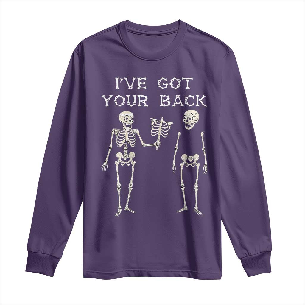 Funny Skeleton Long Sleeve Shirt I Have Got Your Back Bone Pun TS12 Purple Print Your Wear