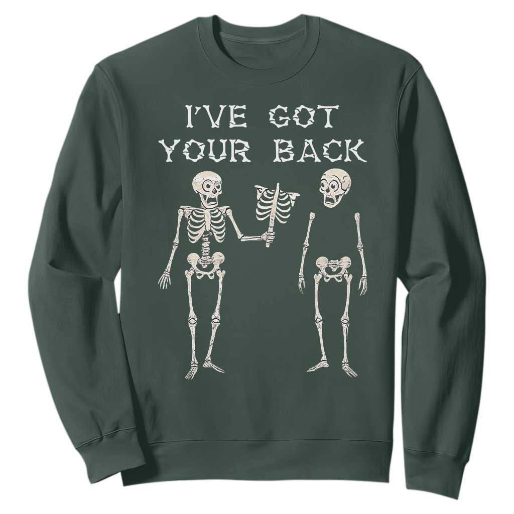 Funny Skeleton Sweatshirt I Have Got Your Back Bone Pun TS12 Dark Forest Green Print Your Wear