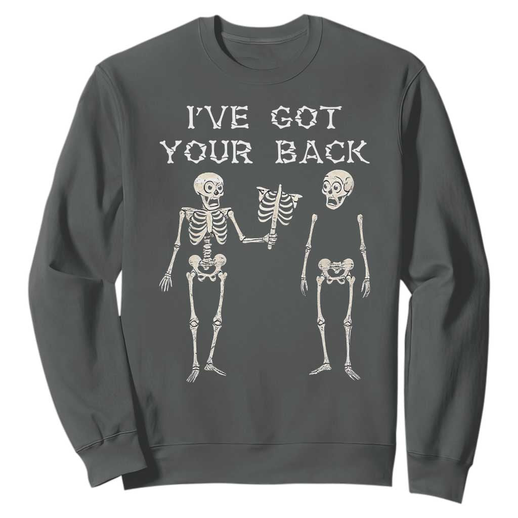 Funny Skeleton Sweatshirt I Have Got Your Back Bone Pun TS12 Dark Heather Print Your Wear