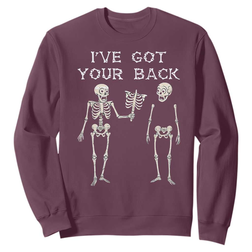 Funny Skeleton Sweatshirt I Have Got Your Back Bone Pun TS12 Maroon Print Your Wear