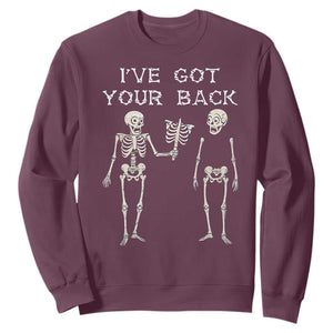 Funny Skeleton Sweatshirt I Have Got Your Back Bone Pun TS12 Maroon Print Your Wear