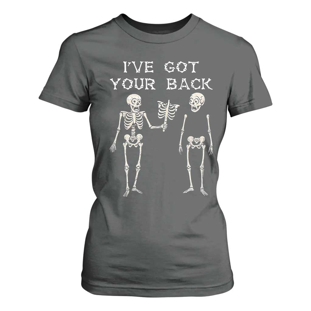 Funny Skeleton T Shirt For Women I Have Got Your Back Bone Pun TS12 Dark Heather Print Your Wear