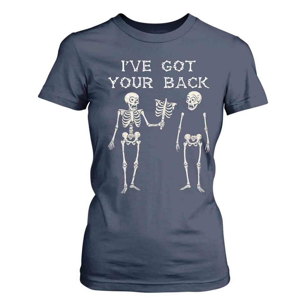 Funny Skeleton T Shirt For Women I Have Got Your Back Bone Pun TS12 Navy Print Your Wear